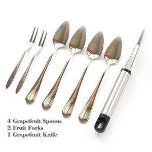 Grapefruit Spoons, Grapefruit Knife with Fruit Forks (7 PCS)