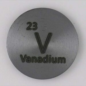 Vanadium (V) 24.26mm Metal Disc 99.9% Pure for Collection or Experiments