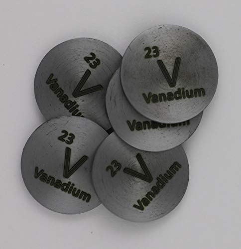 Vanadium (V) 24.26mm Metal Disc 99.9% Pure for Collection or Experiments