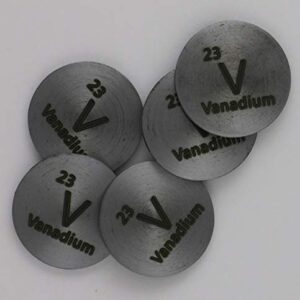 Vanadium (V) 24.26mm Metal Disc 99.9% Pure for Collection or Experiments