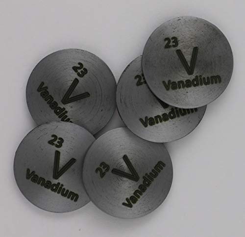 Vanadium (V) 24.26mm Metal Disc 99.9% Pure for Collection or Experiments