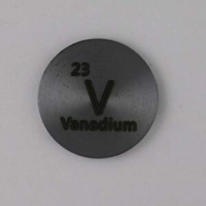 Vanadium (V) 24.26mm Metal Disc 99.9% Pure for Collection or Experiments