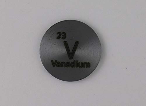 Vanadium (V) 24.26mm Metal Disc 99.9% Pure for Collection or Experiments