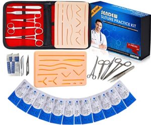 suture training pad suture kit practice kit for medical dental vet training students, including large silicone pad,tool kit with needles-demonstration purpose only