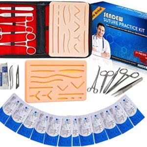 Suture Training Pad Suture Kit Practice Kit for Medical Dental Vet Training Students, Including Large Silicone Pad,Tool Kit with Needles-Demonstration Purpose Only