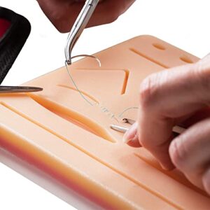 Suture Training Pad Suture Kit Practice Kit for Medical Dental Vet Training Students, Including Large Silicone Pad,Tool Kit with Needles-Demonstration Purpose Only