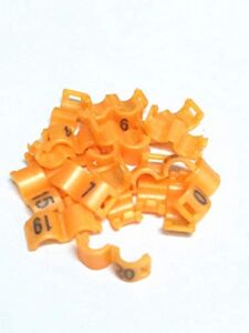fpigeon 2.7mm 3mm 4mm 4.5mm 5mm birds leg clips open snap canary parrot rings bands number plastic 1-20 (4mm,orange)