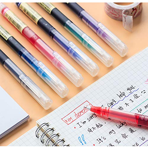 10pcs Rolling Ball Pens, Quick-Drying Ink Pens, 0.5mm Fine Point Pens Liquid Ink Rollerball Pens for School Office Home. (10 Colors Ink)