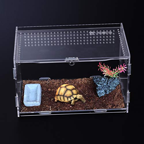 POPETPOP Reptile Tank 1Pc Reptile Box Portative Utility Reptile Box Feeding Case for Tortoise Spider Scorpion Snake Snail Terrarium