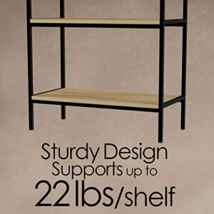 Lavish Home 5-Tier Bookshelf-Open Industrial Style Etagere, Black