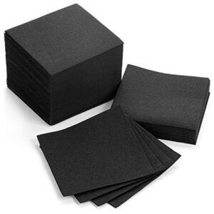 ah american homestead cocktail napkins-disposable beverage/bar napkins-black linen-like square napkins-eco-friendly & compostable-everyday use, party or wedding 4.75inch x 4.75inch (100 count, black)