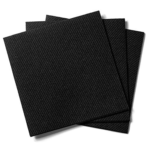 AH AMERICAN HOMESTEAD Cocktail Napkins-Disposable Beverage/Bar Napkins-Black Linen-Like Square Napkins-Eco-Friendly & Compostable-Everyday Use, Party or Wedding 4.75inch x 4.75inch (100 Count, Black)