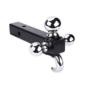 heavy duty tri-ball hitch mount with hook triple ball mount with hook solid shank solid shaft 2x2 inch tube trailer hitch receiver triple ball trailer hitch extension hook