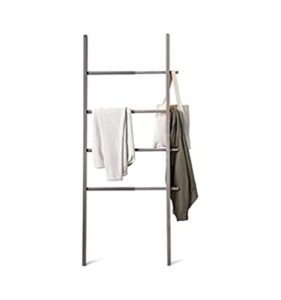 umbra 320260-918 hub ladder, expandable freestanding rack, bathroom towel holder, and clothes organizer, grey,2" x 60" x 27"