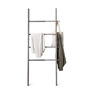 Umbra 320260-918 Hub Ladder, Expandable Freestanding Rack, Bathroom Towel Holder, and Clothes Organizer, Grey,2" x 60" x 27"