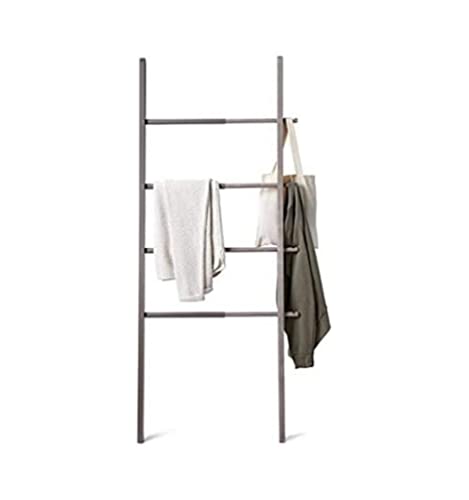 Umbra 320260-918 Hub Ladder, Expandable Freestanding Rack, Bathroom Towel Holder, and Clothes Organizer, Grey,2" x 60" x 27"