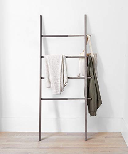 Umbra 320260-918 Hub Ladder, Expandable Freestanding Rack, Bathroom Towel Holder, and Clothes Organizer, Grey,2" x 60" x 27"