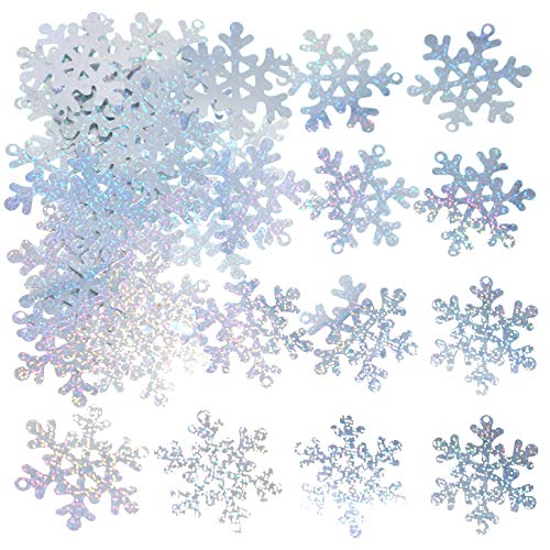 Silver Snowflakes Frozen Party Confetti - Winter Wonderland 1st Birthday Baby Shower Wedding Foil Metallic Sequins Table Confetti Christmas Party Sprinkles Confetti Decorations, 60g