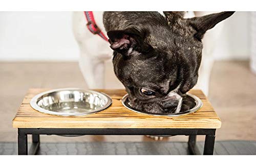 Brave Bark Wood & Metal Feeder - Premium Mango Wood Feeder with Metal Stand, 2 Stainless Steel Bowls for Food or Water Included, Perfect for Dogs, Cats and Pets of Any Size, for Home or Office (Large)
