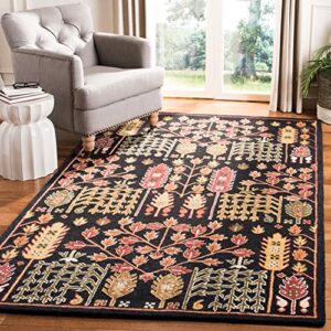 safavieh aspen collection 5' x 8' black / red apn522z handmade boho wool area rug
