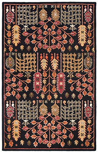 SAFAVIEH Aspen Collection 5' x 8' Black / Red APN522Z Handmade Boho Wool Area Rug