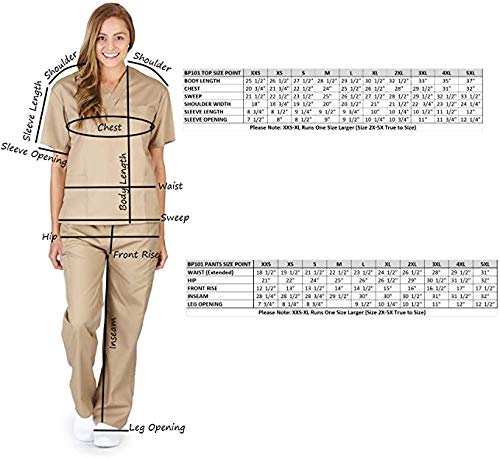 Natural Uniforms Women's Scrub Set Medical Scrub Tops and Pants - Pack of 2 Set (4X-Large, Dark Royal Blue)