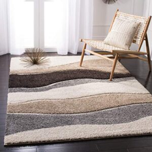 safavieh florida shag collection 4' x 6' ivory/grey sg475 abstract non-shedding living room bedroom dining room entryway plush 1.2-inch thick area rug