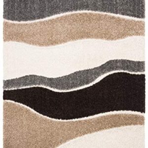 SAFAVIEH Florida Shag Collection 4' x 6' Ivory/Grey SG475 Abstract Non-Shedding Living Room Bedroom Dining Room Entryway Plush 1.2-inch Thick Area Rug