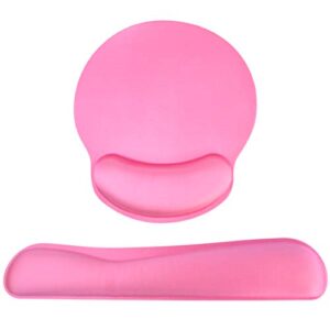 keyboard wrist rest pad mouse pad, memory foam, rest pads sets for comfortable typing & wrist pain relief, anti-slip rubber base (rose pink)