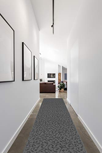 Garland Rug Ivy Vine Area Rug Runner, 3 ft x 12 ft, Cinder Gray