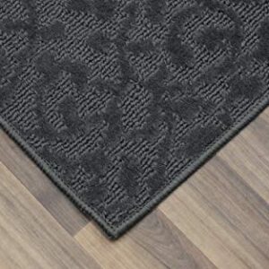 Garland Rug Ivy Vine Area Rug Runner, 3 ft x 12 ft, Cinder Gray