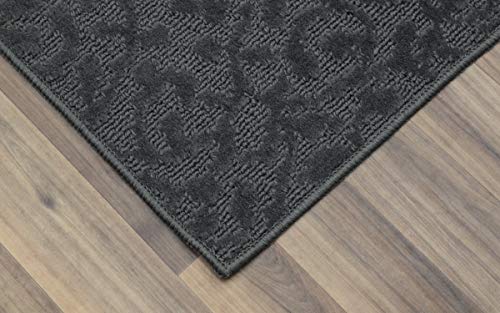 Garland Rug Ivy Vine Area Rug Runner, 3 ft x 12 ft, Cinder Gray