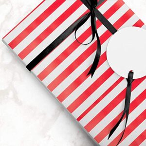 JAM Paper Gift Wrap - Striped Wrapping Paper - 50 Sq Ft Total - Red & White Stripes - 2 Rolls/Pack