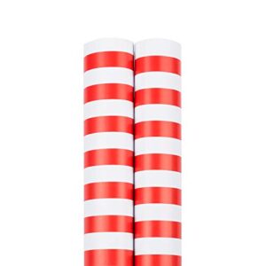 JAM Paper Gift Wrap - Striped Wrapping Paper - 50 Sq Ft Total - Red & White Stripes - 2 Rolls/Pack