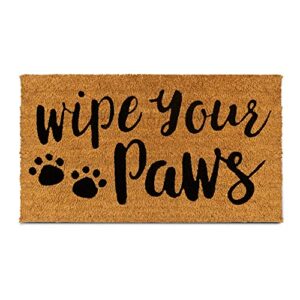 plus haven coco coir door mat with heavy duty backing, wipe your paws doormat, 17”x30” size, easy to clean entry mat, beautiful color and sizing for outdoor and indoor uses, home décor