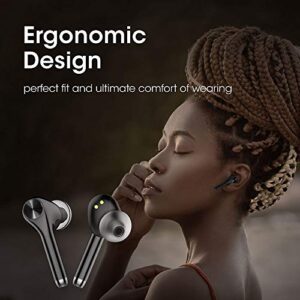 KNZ SoundMax Premium True Wireless Earphones with Qi Wireless Charging Case; Bluetooth 5 Earbuds with HD Sound Quality; Hands-Free Headset; Touch Control; Charging via USB Type-C or Wirless.