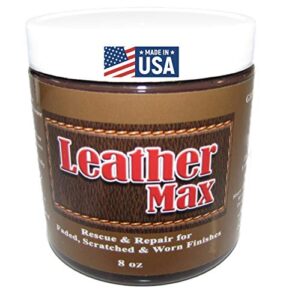 blend it on leather max large project 8 ounce jar refinish for your furniture, jacket, sofa or car seat, (dark brown) super easy instructions, restore any material, bonded, pleather, genuine