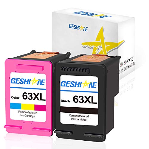 GESHINE 63 XL Remanufactured Ink Cartridge Replacement for HP 63XL High Yield Used for HP 4520 4516 Officejet 4650 3830 3831 4655 Deskjet 2130 2132 3630 3633 3634 Printer (1 Black, 1 Tri-Color)