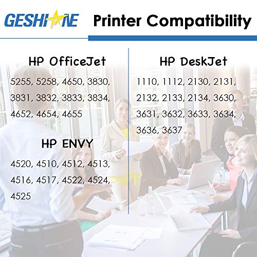 GESHINE 63 XL Remanufactured Ink Cartridge Replacement for HP 63XL High Yield Used for HP 4520 4516 Officejet 4650 3830 3831 4655 Deskjet 2130 2132 3630 3633 3634 Printer (1 Black, 1 Tri-Color)