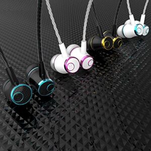 MUNSKT 4 Pairs Headphone Heavy Bass Stereo Earphones Earbuds with Remote & Microphon,Laptops,Gaming Noise Isolating Tangle Free Headsets in Ear Headphones