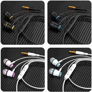 MUNSKT 4 Pairs Headphone Heavy Bass Stereo Earphones Earbuds with Remote & Microphon,Laptops,Gaming Noise Isolating Tangle Free Headsets in Ear Headphones