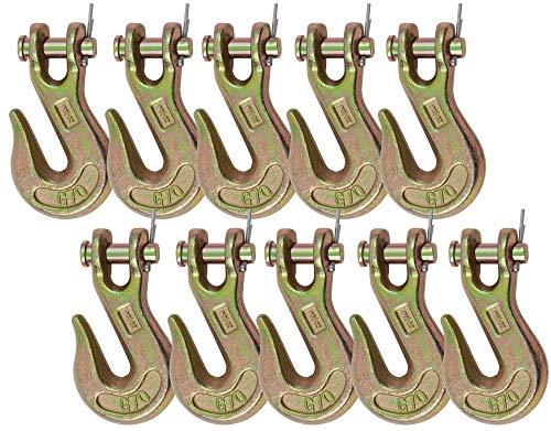 Mytee Products (10 Pack) 3/8 Grade 70 Clevis Grab Hooks Wrecker Tow Chain Flatbed Truck Trailer