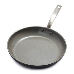 greenpan chatham hard anodized healthy ceramic nonstick, 11" frying pan skillet, pfas-free, dishwasher safe, oven safe, gray