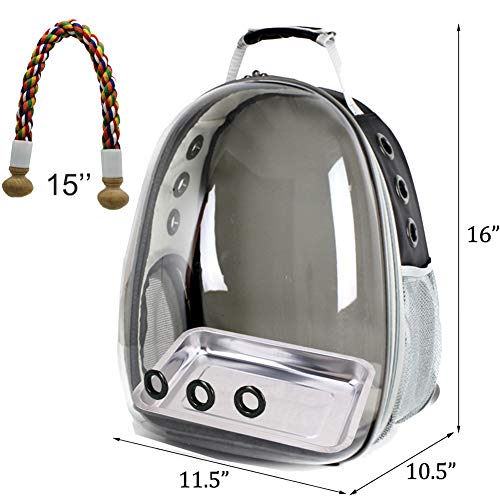 Bird Carrier Cage, Bird Travel Backpack with Stainless Steel Tray and Standing Perch