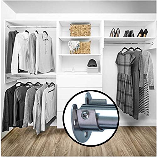 VinBee 8 Pack Wardrobe Bracket Heavy Duty Stainless Steel Rod Socket Flange Rod Holder Closet Rod End Supports, 1-1/3" Diameter,U Shaped,Easy Installation Quick Removal Support