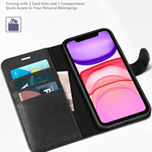 TUCCH iPhone 11 Case, iPhone 11 Wallet Case with [RFID Blocking] Card Slots Stand Magnetic Closure, Protective PU Leather [Shockproof TPU] Flip Cover Compatible with iPhone 11 (2019 6.1 inch), Black