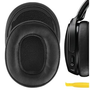 geekria quickfit protein leather replacement ear pads for skullcandy venue wireless anc headphones ear cushions, headset earpads, ear cups repair parts (black)