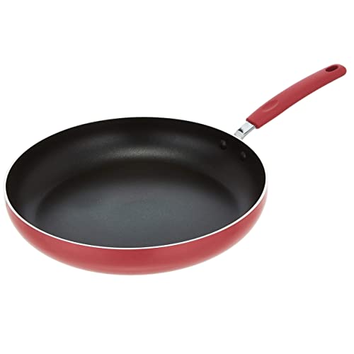 Amazon Basics Ceramic Non-Stick 12.5-Inch Skillet, Red