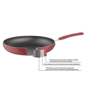 Amazon Basics Ceramic Non-Stick 12.5-Inch Skillet, Red