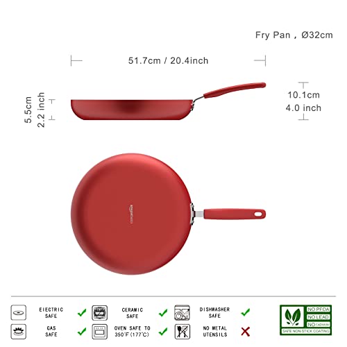 Amazon Basics Ceramic Non-Stick 12.5-Inch Skillet, Red